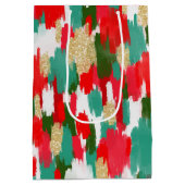 Abstrakt Brush Strokes Gold Glitzer Weihnachten Mittlere Geschenktüte (Rückseite)