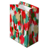 Abstrakt Brush Strokes Gold Glitzer Weihnachten Mittlere Geschenktüte (Rückseite Schrägansicht)