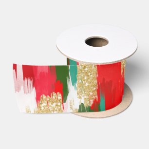 Abstrakt Brush Strokes Gold Glitzer Weihnachten Satinband