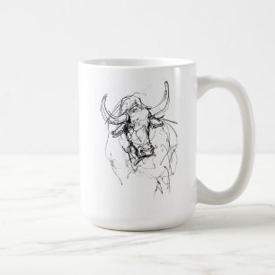 Abstrakt Bull Portrait Sketch Kaffeetasse