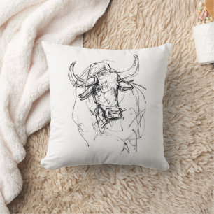 Abstrakt Bull Portrait Sketch Kissen