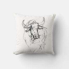 Abstrakt Bull Portrait Sketch Kissen