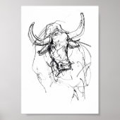 Abstrakt Bull Portrait Sketch Poster (Vorne)