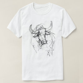Abstrakt Bull Portrait Sketch T-Shirt