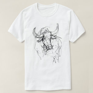 Abstrakt Bull Portrait Sketch T-Shirt
