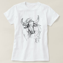 Abstrakt Bull Portrait Sketch T-Shirt