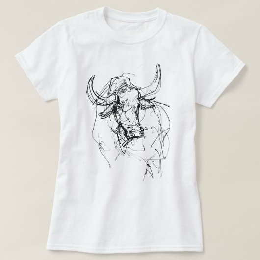Abstrakt Bull Portrait Sketch T-Shirt (Design vorne)
