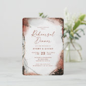 Abstrakt Burnt Orange Hochzeit Probe Dinner Einladung (Stehend Vorderseite)