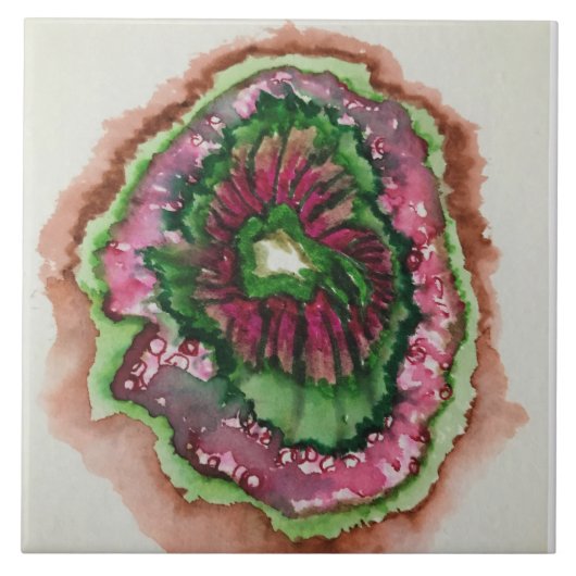 Abstrakt Burst Pink und Grün Fliese (Vorderseite)