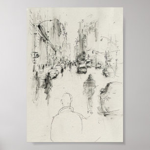 Abstrakt Busse in der City Street - Stadtleben Poster