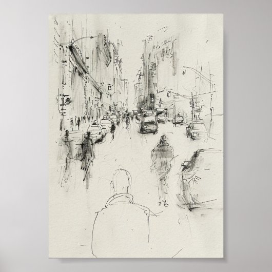 Abstrakt Busse in der City Street - Stadtleben Poster (Vorne)