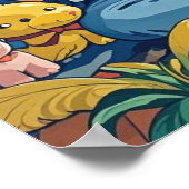 Abstrakt Cartoon Hund Mama Welpe Poster (Ecke)