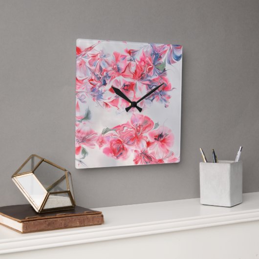 Abstrakt Cherry Blossom Quadratische Wanduhr (Büro)