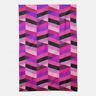 Abstrakt Chevron/Fischgrätenmuster   Lila & Violet Geschirrtuch