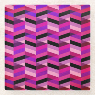 Abstrakt Chevron/Fischgrätenmuster Lila & Violet Glasuntersetzer