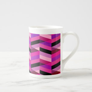 Abstrakt Chevron/Fischgrätenmuster Lila & Violet Porzellantasse