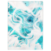 Abstrakt Chic Aquamarin White Liquid Paint Script Klemmbrett (Rückseite)