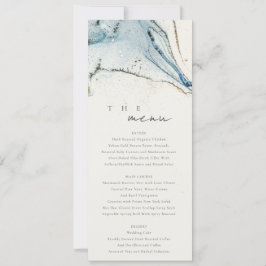 Abstrakt Chic Blue Gold Beachy Wedding Menu Card Einladung
