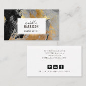 Abstrakt Chic Gold Glitzer Black Brushstrikes Visitenkarte (Vorne/Hinten)