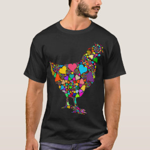 Abstrakt Chicken Art Fraktal Herz Hen Shirt