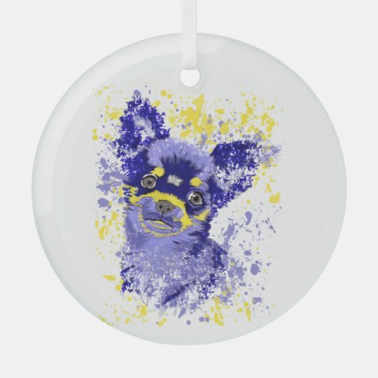 Abstrakt Chihuahua Ornament Aus Glas (Vorderseite)