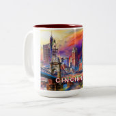 Abstrakt Cincinnati Skyline Zweifarbige Tasse (Vorderseite Links)