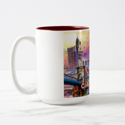 Abstrakt Cincinnati Skyline Zweifarbige Tasse (Links)