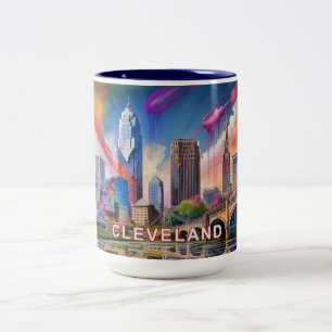 Abstrakt Cleveland Skyline Zweifarbige Tasse