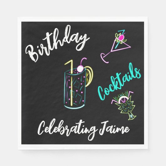 Abstrakt Cocktail Neon Drinks Bar Club Serviette (Vorderseite)