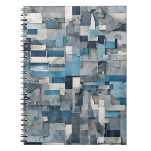 Abstrakt Collage Notebook - Shades of Blue and Gre Notizblock