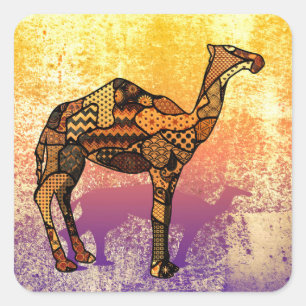 Abstrakt Collage Ozzy die Camel-ID102 Quadratischer Aufkleber