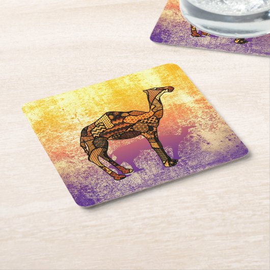 Abstrakt Collage Ozzy die Camel-ID102 Rechteckiger Pappuntersetzer (angewinkelt)