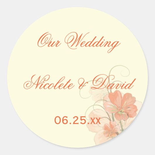 Abstrakt Coral Limon Floral Umschlag Aufkleber (Vorderseite)