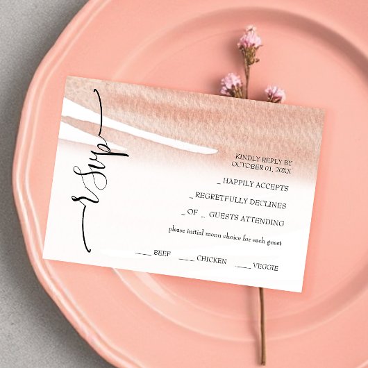 Abstrakt Coral Watercolor Handgemalt RSVP Karte