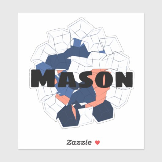 Abstrakt Cubes Geometric Blue Orange Individuelle  Aufkleber (Blatt)