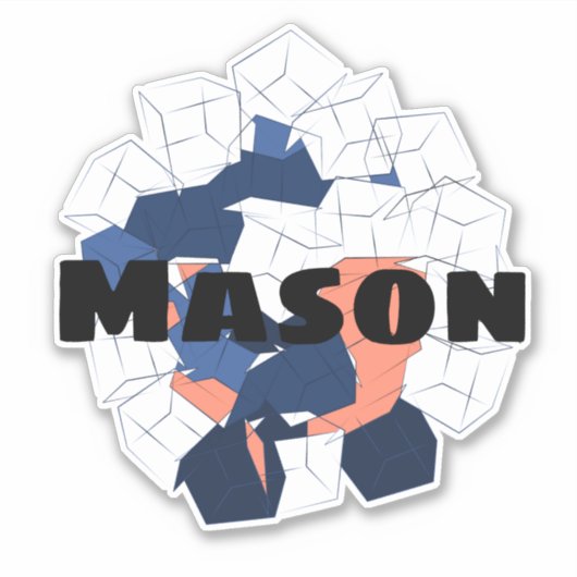 Abstrakt Cubes Geometric Blue Orange Individuelle  Aufkleber (Vorderseite)