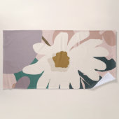 Abstrakt Daisy Floral Foliage Modern Strandtuch (Vorderseite)