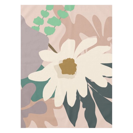 Abstrakt Daisy Floral Foliage Moderne Wohngestaltu Tischdecke (Vorderseite)