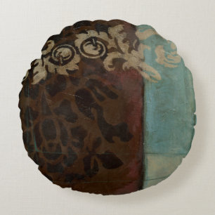 Abstrakt Damask Tapestry von Jennifer Goldberger Rundes Kissen