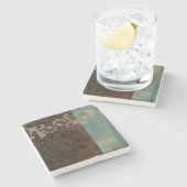 Abstrakt Damask Tapestry von Jennifer Goldberger Steinuntersetzer (Seitenansicht)