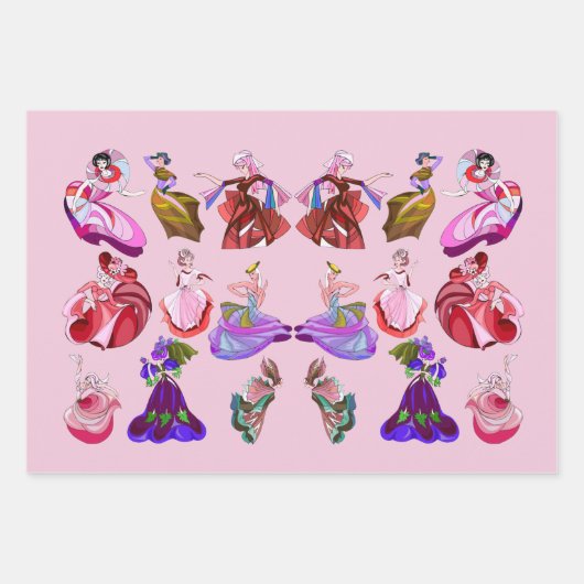 Abstrakt Dancing Ladys Dance Music Collage Art Geschenkpapier Set (Vorderseite 3)