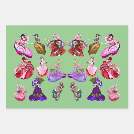 Abstrakt Dancing Ladys Dance Music Collage Art Geschenkpapier Set (Vorderseite 2)