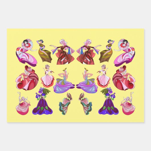 Abstrakt Dancing Ladys Dance Music Collage Art Geschenkpapier Set (Vorderseite)