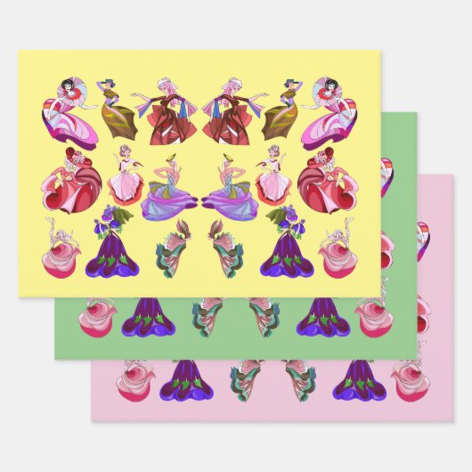 Abstrakt Dancing Ladys Dance Music Collage Art Geschenkpapier Set (Set)