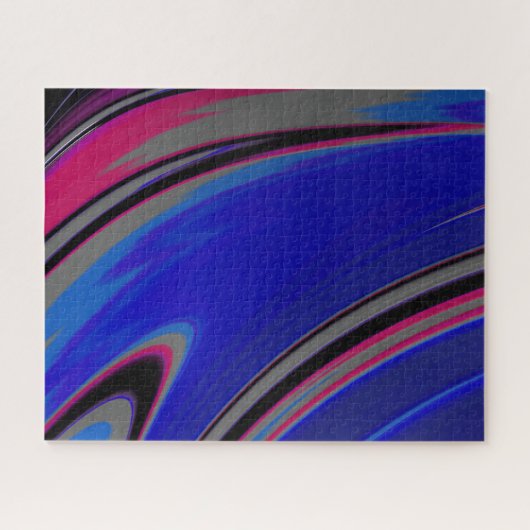 Abstrakt Dark Blue Gray Magenta Fraktal Swirl Puzzle (Horizontal)