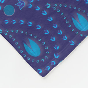 Abstrakt Dark Blue Paisley Tulip Blumenmuster Fleecedecke