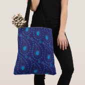 Abstrakt Dark Blue Paisley Tulip Blumenmuster Tasche (Von Nahem)