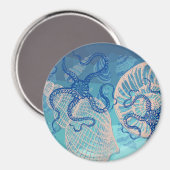 Abstrakt Deep Blue Sea Print 3" Magnet (Vorderseite/Rückseite)