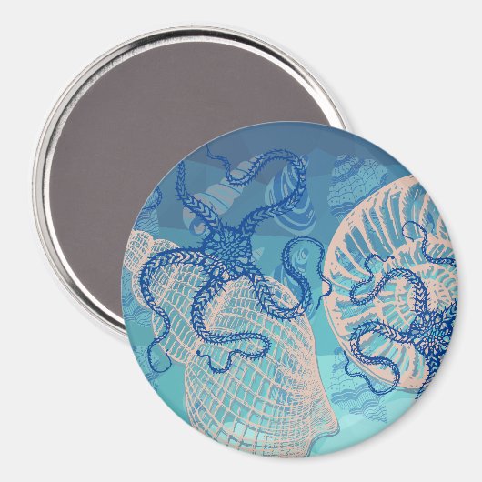 Abstrakt Deep Blue Sea Print 3" Magnet (Vorderseite/Rückseite)