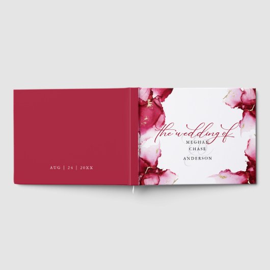 Abstrakt Deep Crimson Rosa Red Geode Gästebuch (Voll)